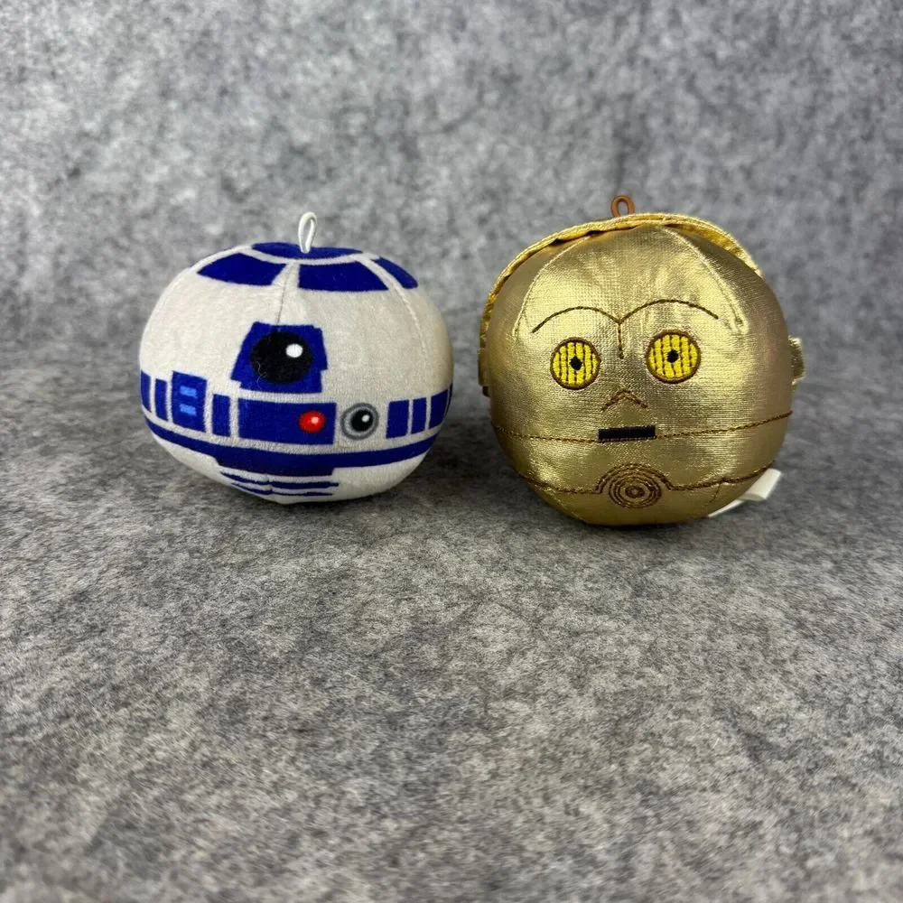 Hallmark Fluffballs Star Wars C3PO R2D2 Plush Lot‎ of 2 Ornaments